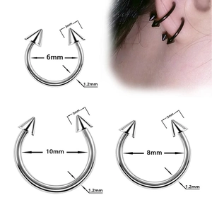 Stainless Steel Horseshoe Nose Ring Circular Barbell Septum Piercing Jewelry With Ball Spike Ends For Men Women Body Jewelry
