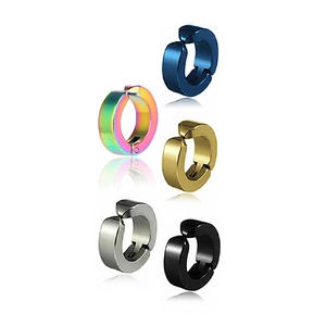 Minimalist stainless steel non-pierced ear cuffs in five colors including black and gold