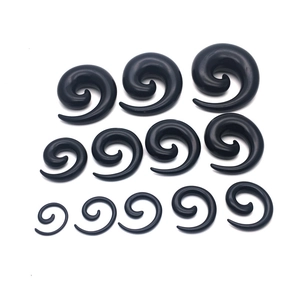 12-teiliges Set schwarze Spiral-Ohrdehner aus Acryl für die professionelle Dehnung