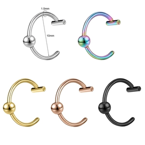 Five-piece stainless steel piercing ring set in multi-color finishes with 10mm inner diameter