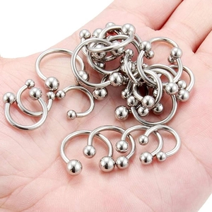 Set de 24 piezas de aros para la nariz tipo herradura en acero inoxidable plata