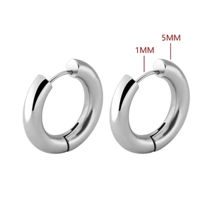 Boucles d'oreilles créoles classiques en acier inoxydable 5mm avec tige de 1mm