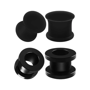 Black Acrylic Silicone Ear Gauges Tunnels Stretching Kit Body Piercing Jewelry For Men Women Matte Polished Piercing Plugs Set