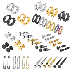Ensemble de Boucles d'oreilles en Acier Inoxydable Punk Gothique Pointe Vis Épingle de Nourrice Bijoux Unisexe