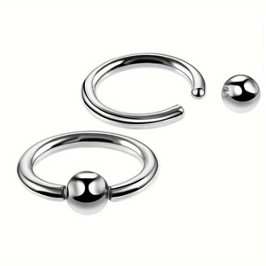 Set de 24 aros captive bead de acero inoxidable pulido para piercings de nariz y cuerpo