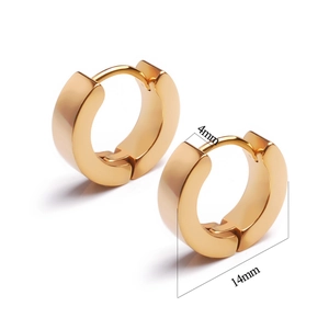 Polierte goldene Creolen mit einer Breite von 4 mm und einem Durchmesser von 14 mm