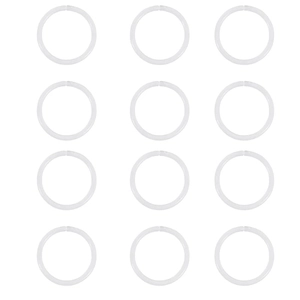 Set of 12 clear acrylic nose rings shown in a neat 4x3 grid on a white background