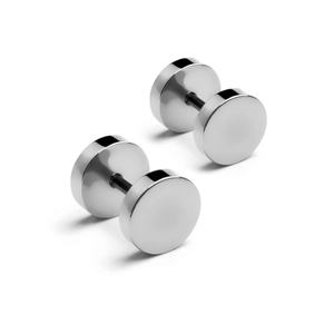 Polierte Barbell-Ohrstecker aus Edelstahl mit flachem Scheibendesign und Metallic-Finish