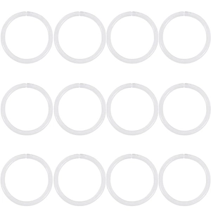 Detailed set of 12 clear acrylic nose rings shown in a grid layout on a white background