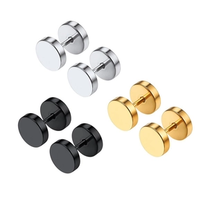 Lot de boucles d'oreilles en acier inoxydable poli en argent, noir et doré