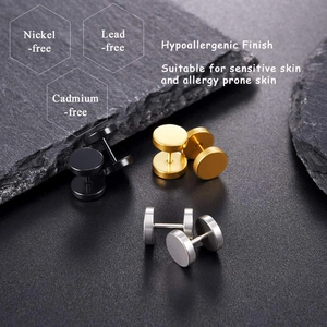 Détails des boucles d'oreilles en acier noir, or et argent pour peaux très sensibles