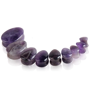 Lot de 9 paires d'écarteurs d'oreilles en améthyste violette polie de tailles