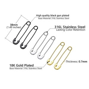 Tableau des tailles détaillé des boucles d'oreilles épingle de 38 mm en acier 316L