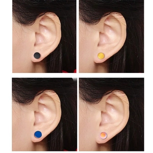 Ensemble de boucles d'oreilles minimalistes en acier inoxydable noir, or, bleu et rose