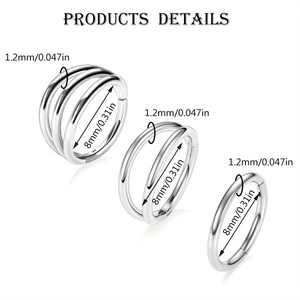Polished silver stainless steel hoop earrings set with 1.2mm thickness and 8mm inner diameter