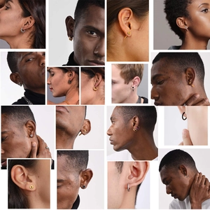 Lot de boucles d'oreilles en acier inoxydable argent, or et noir pour femmes et hommes