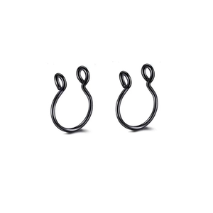 Lot de deux faux anneaux de nez en U en acier inoxydable noir avec embouts ronds