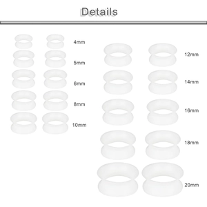 Set aus klaren weißen Silikon-Ohr-Tunnels und Plugs in Größen von 4 mm bis 20 mm