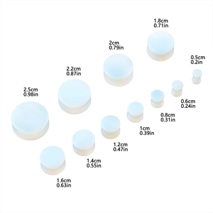 Opalite glass ear gauges set with 11 different size specifications from 5mm to 25mm