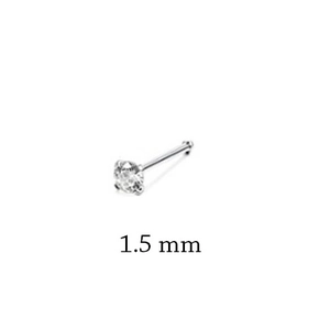 Makro-Detail eines 1,5 mm Zirkonia-Nasensteckers aus Edelstahl mit geradem Stab
