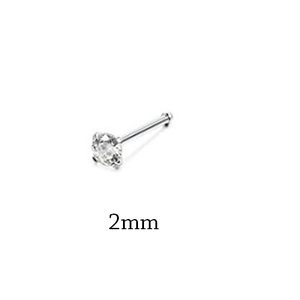Detailansicht eines 2mm Zirkonia Nasensteckers mit einem L-förmigen Edelstahlstab