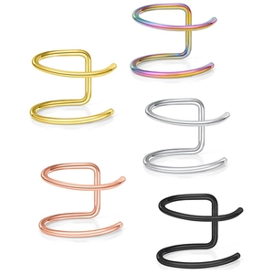 Set de 5 ear cuffs de doble capa en acero inoxidable de varios colores metálicos
