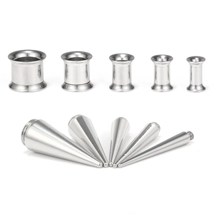 Stainless Steel Ear Stretching Kit Taper And Tunnel Set 2-In-1 Ear Expander Body Piercing Jewelry For Men Women Daily Accessory