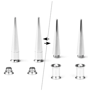 Five-piece stainless steel ear stretching kit with tapers and tunnels in silver finish