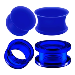 Blau Silikon Acryl Ohrdehner Tunnel Plugs Piercing Schmuck Unisex Ohr Stretching Kit Für Tägliche Party Körper Dekoration