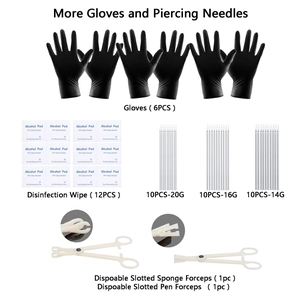 Kit de piercing corporel 120 pièces en acier inox avec aiguilles et accessoires