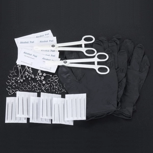Kit complet de piercing corporel 120 pièces en acier inoxydable avec outils et aiguilles