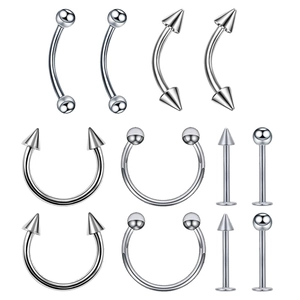 Gioielli per Piercing Corporeo in Acciaio Inossidabile Anelli per Labbra Sopracciglia a Ferro di Cavallo Labret Studs Ball Cone Kit Piercing Punk Unisex