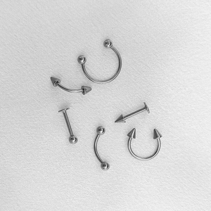 Set di 12 piercing in acciaio inossidabile argento con anelli a ferro di cavallo e labret