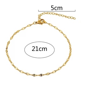 Minimalist 18k gold plated titanium steel lip chain anklet with 5cm extension