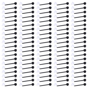 100-piece set of black acrylic stud earrings and transparent backings in a 10x10 grid