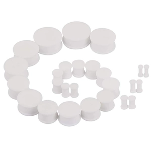 White acrylic ear gauge set with spiral size gradient for body piercing jewelry