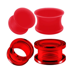 Red Silicone Acrylic Ear Gauges Stretching Kit Body Piercing Jewelry Hollow And Solid Ear Tunnels Set For Men Women