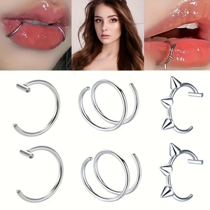 Roestvrij Stalen Lipring Piercing Sieraden Oorkraakbeen Studs Punk Spike Spiraal Ring Sieraden Voor Mannen Vrouwen Zilveren Kleur