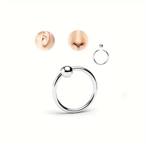Set de 16 anillos de bola cautiva en acero inoxidable plateado para piercings de nariz