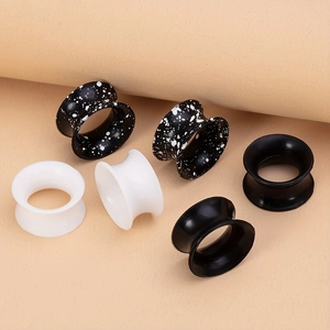 Weiches Silikon Ohr Tunnel Plugs Doppelt Ausgestellt Stretching Kit Schwarz Weiß Spritzer Muster Piercing Schmuck Für Damen Herren