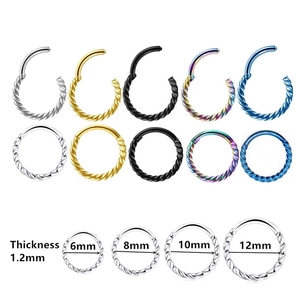 1.2mm stainless steel twisted nose rings set in five colors and four diameter sizes
