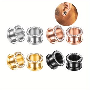 Detailset kristallbesetzter Ear Tunnels in Silber, Roségold, Gold und Schwarz Tönen
