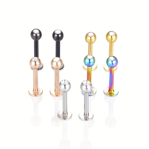 Détails de labrets en acier inoxydable avec zircone en cinq finitions de couleurs variées