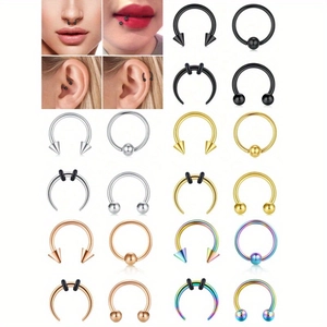 Roestvrij Stalen Hoefijzer Neusringen Barbells Septum Piercing Sieraden Vrouwen Mannen Lip Oorstokjes Zwart Goud Zilver Roségoud