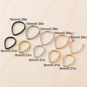 Teardrop Stainless Steel Septum Clicker Ring Hinged Segment Nose Ring Ear Cartilage Stud Piercing Jewelry For Women Men