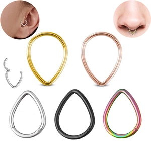Five-color stainless steel teardrop nose rings and ear cartilage piercing jewelry set