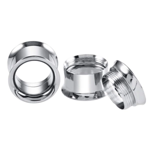 Ohr-Tunnels aus poliertem Edelstahl mit Innengewinde im Piercing-Schmuckset