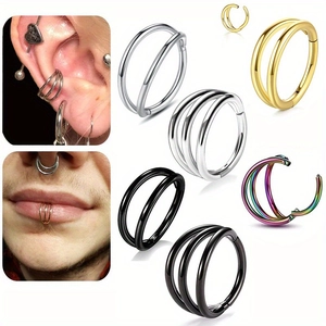 316L Stainless Steel Hinged Segment Ring For Septum Nose Ear Cartilage Piercing Double Triple Hoop Clicker Body Jewelry