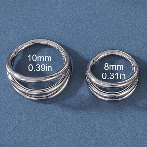 Triple row 316L stainless steel nose rings with 8mm and 10mm inner diameters