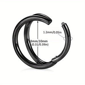 Black stainless steel double layer nose hoop ring 1.2mm thickness hinged segment body jewelry